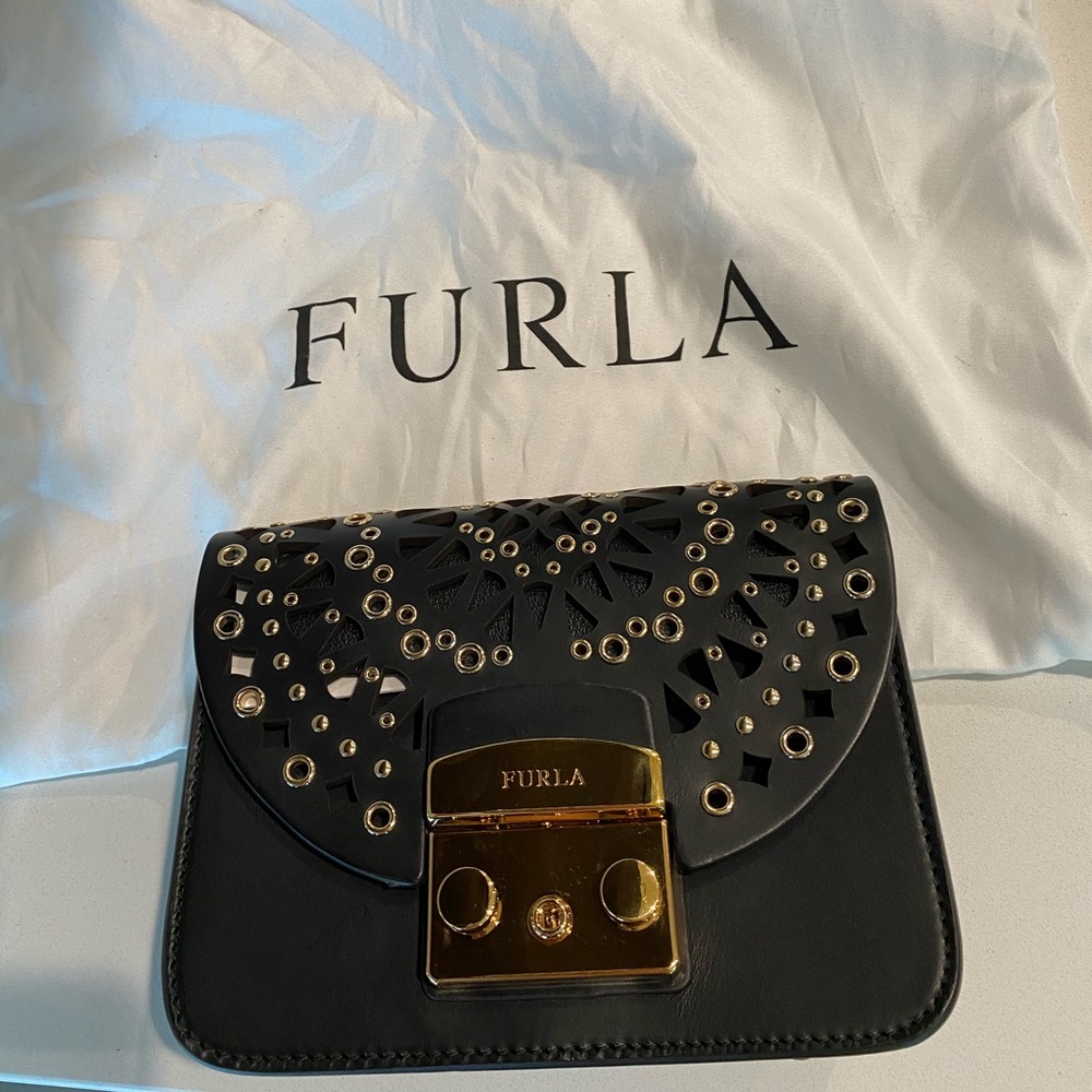 NWT Furla Gold and Black Mini Purse